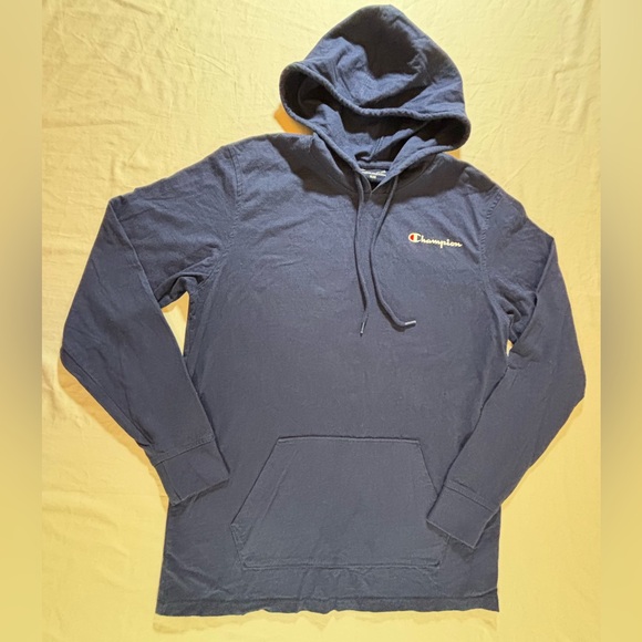 Champion Navy Blue Hoodie Pullover Men’s Medium Embroidered Script Logo - Picture 1 of 11